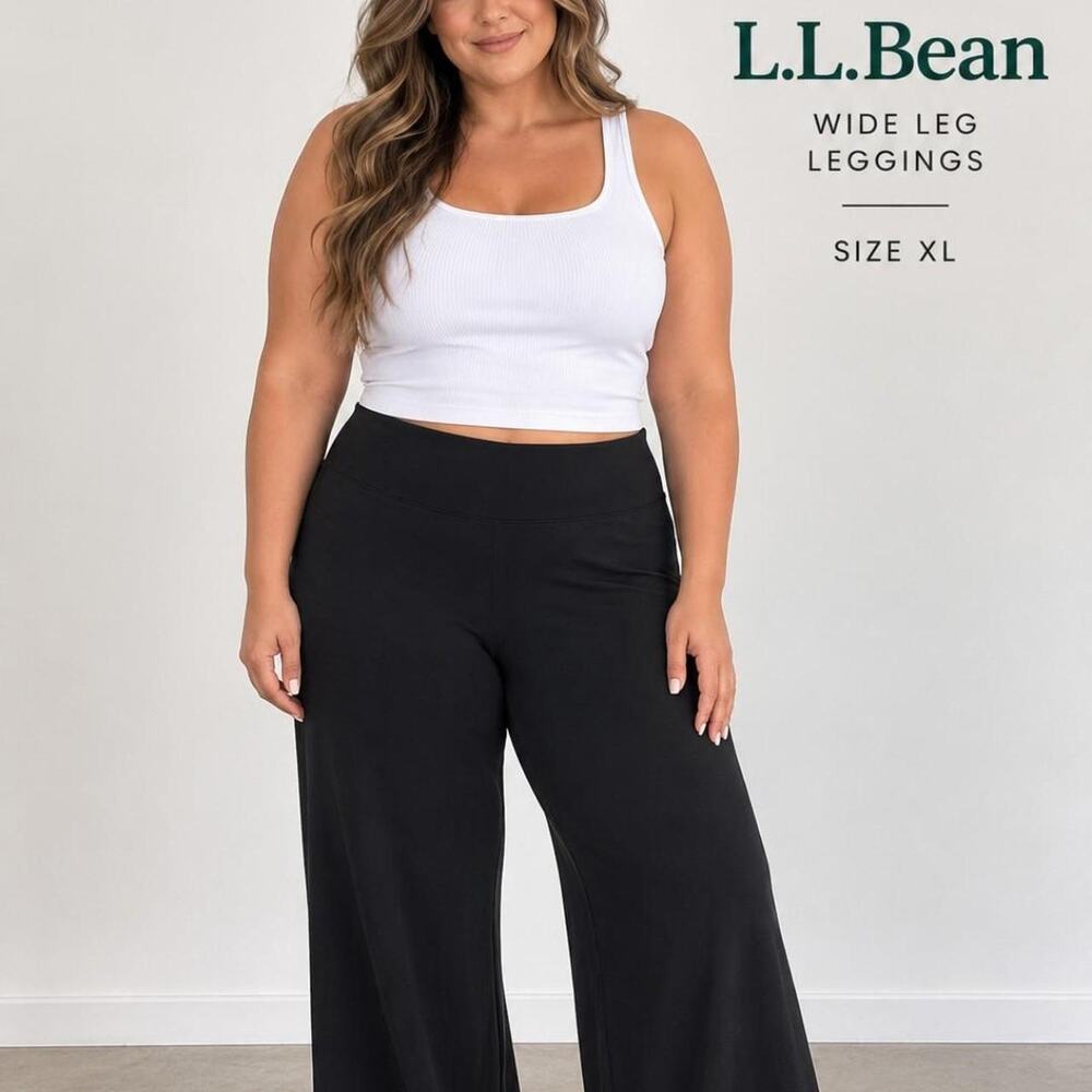 L.L.Bean black wide-leg leggings